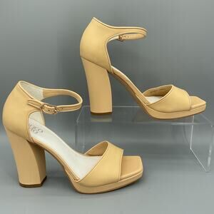 NEW Franco Sarto Women’s Dima Open Toe Pumps Beige Size 9M